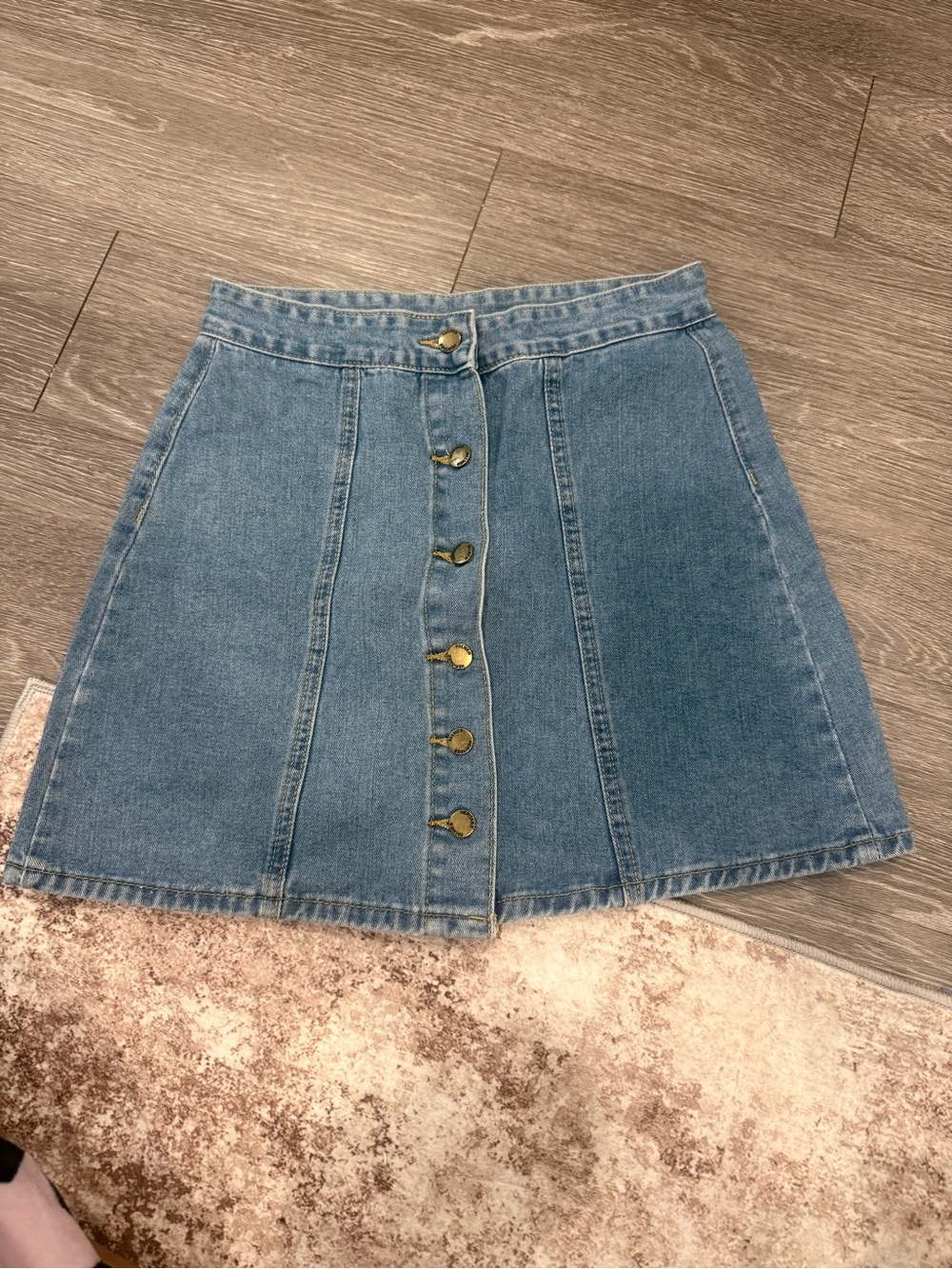SHEIN Blue Button-Front Mini Denim Skirt